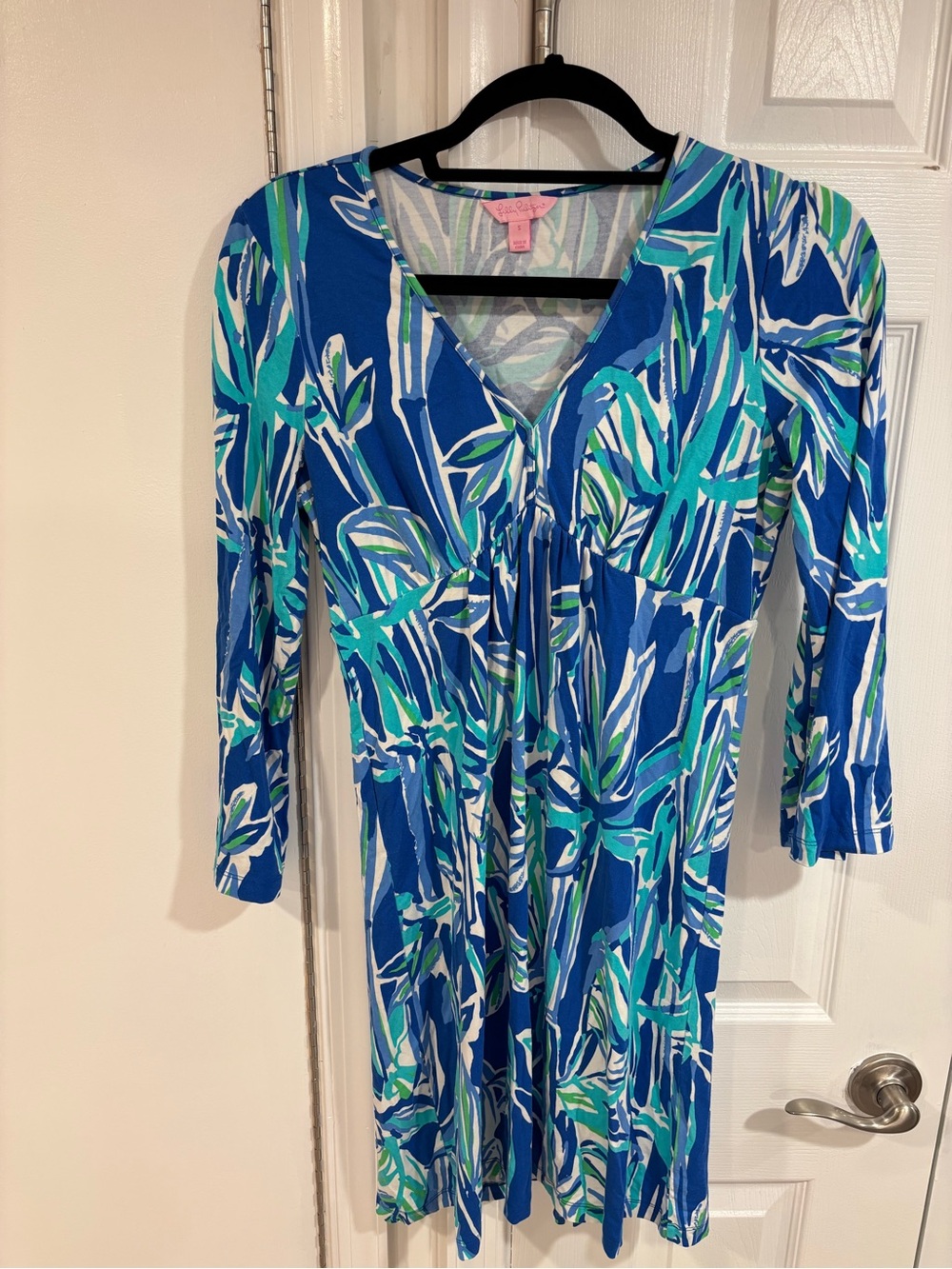 Lilly Pulitzer Blue, Teal & White Leaf-Print Dress